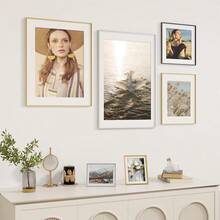 HIMEETIME 1/2/3件装，12x16英寸/30x40厘米铝合金相框，8x10英寸/20x25厘米壁挂/桌面相框，A3简约经典金属线条斜角3D相框，A4 3D证书框，优质金属拉丝纹理，高清亚克力，可竖放或横放 - 彩色 - 查看 5