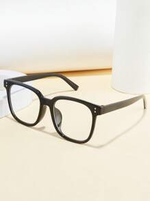 1 件/2 件/3 件女士时尚无度数眼镜，新款超大镜框超轻音乐节铆钉学院风格多功能无度数眼镜适合日常使用、互联网、办公室、电脑、电话、阅读、游戏