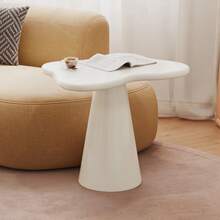 Guyii Cream White Butterfly-Shaped Side Table, Irregular End Table, Modern Sofa Table For Living Room, Bedroom, Easy Assembly - White - View 3