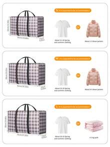 1pc Extra Large Capacity Portable Luggage Bag, Super Spacious Clothes Storage Bag, Oxford Cloth Waterproof Patterned Reusable Zipper Organizer Bag For Autumn/Winter Clothing, Bedding, Travel, Back To School, Dorm, Moving, Christmas, Thanksgiving, Santa Claus Gift, Heavy Duty Tote Bag. Travel Bag, Suitable For Business Trip, Holiday, Multifunctional Travel Luggage Bag, Unisex Weekend Travel Bag.