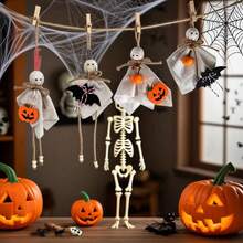 ハロウィンゴーストオーナメント ホワイト吊り下げ人形飾り ツリーポーチ庭芝生屋内用 - ブラック - チェックする 4