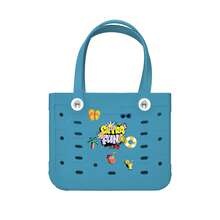 1pc Large Women's Beach Bag, Large Capacity Geometric Pattern Open Design Beach Bag, Waterproof And Sandproof Multifunctional EVA Handbag, EVA Tote Bag, Rubber Vegetable Basket Bag, Suitable For Beach, Swimming Pool, Vacation, Travel, Camping - Fashionable And Casual Shopping Bag - 彩色 - 查看 23