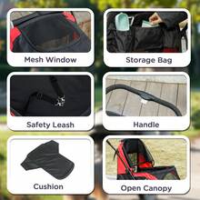 PawHut Foldable Pet Stroller For Large Dogs, Red/Black - Black - View 7