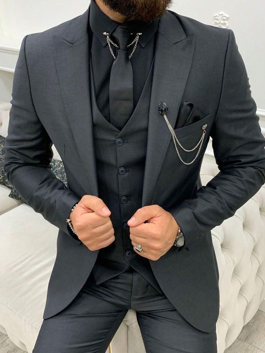 Chaqueta y pantalón de traje de unicolor para hombres, traje ajustado para hombre de boda, adecuado para eventos sociales y trabajo de oficina