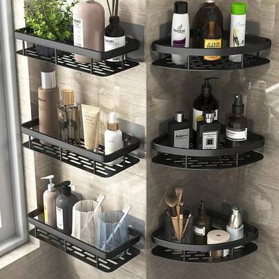 Corner Shower Caddy, Bathroom Triangular Shelf No Drilling Required, Wall Mounted Toilet Vanity Storage Rack For Shampoo, Soap And Cosmetics