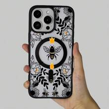 Bienen Muster Handyhülle dekoriert mit Krone und Tropfen Design geeignet für X/XS  XSMAX 11/11Pro/11promax 12/12pro/12mini/12promax 13/13mini/13pro/13promax 14/14Plus/14pro/14promax 15/15Plus/15pro/15promax 16/16plus/16ro/16promax Modelle stoßfesten Schutz. Sehr geeignet als Geschenk für Familie, Freunde, Kinder, Geburtstage, Frühlingsfest, Feste, Freunde und Freundinnen sowie zum Valentinstag.