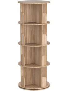 Rotating Wooden Bookshelf 360 Display 4 Tier Floor Standing Bookcase Storage Rack For Kids&Adults Solid Wood Bookshelf Organizer