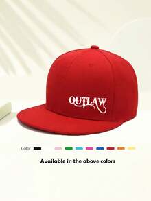 1 件通用“Outlaw”印花嬉皮棒球帽，嘻哈平边棒球帽，可调节弹性户外太阳帽，适合旅行、度假运动、海滩校园、巡航必备、Y2K 风格、爸爸帽、妈妈帽，最佳万圣节礼物。 - 嘻哈帽 - 查看 2