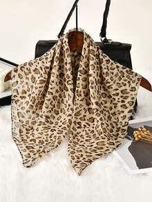 1 pieza Pañuelo de cabeza con estampado de leopardo vintage de moda para mujer, casual y versátil, suave y amigable con la piel, adecuado para todas las estaciones, pañuelo multifuncional