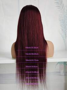 5x5 Lace Front Wig, 100% Human Hair, Pre-Plucked, 99J Color, Transparent Lace Wig, For Women, 150% Density, Virgin Hair - S99J - View 8