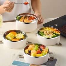 Stainless Steel Lunch Box, Large Capacity Portable And Convenient Square Box, Multi-Layer Design Lunch Box, Suitable For Home, School And Office. - White 4 Layers - View 7