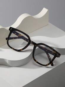 1 件/2 件/3 件女士时尚无度数眼镜经典方框铆钉个性化百搭简约舒适透明眼镜，适合日常使用、电脑、阅读、手机、游戏 - 彩色 - 查看 15