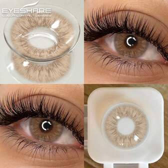  EYESHARE 2 piezas de lentes de contacto de color gris marrón, maquillaje de ojos, lentes de contacto suaves anuales, lentes cosméticos, lentes de disfraz de Halloween y cosplay