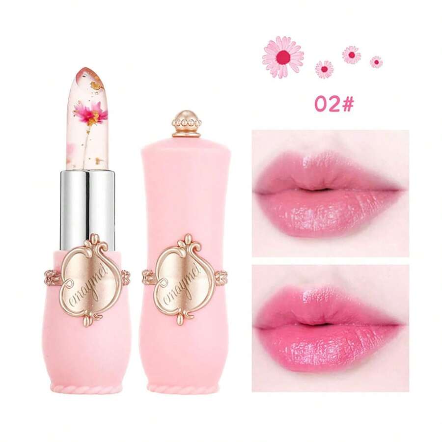 2pcs Dry Flower Lipstick, Colored Lip Care, Moisturizing And Moisturizing, Long-Lasting Jelly, Warm And Discolored Lipstick - 粉色 - 查看 1