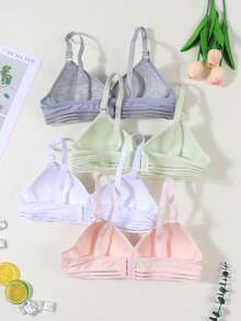 4件套少女舒适透气固定扣文胸，成长少女内衣，适合13-16岁女孩