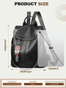 Fashion Large Capacity Women's PU Anti-Theft Women's Bag Shoulder  Bag Backpack Women - 黑色 - 查看 5
