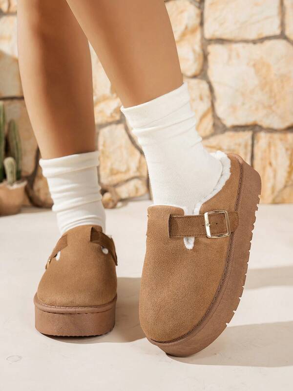 Chinelos Femininos com Sola Grossa, Calçados de Neve Estilosos para Uso Externo no Inverno À Prova d'Água, Antiderrapante, Resistente ao Desgaste e Chinelos Quentes para Casa