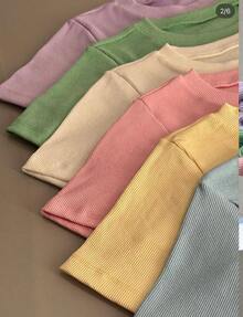 3 Piece Kit Women's Short Sleeve T-Shirt Blouse Plain Ribbed Fabric Cotton Long Basic - 黑色+灰色+軍綠色 - 查看 5