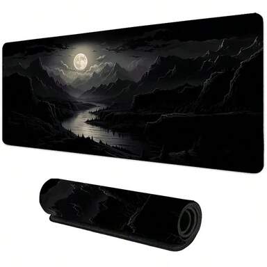 1 pièce Grand tapis de souris lumineux de nuit et de lune, tapis de bureau antidérapant pour esports, jeux, PC de bureau, accessoires de bureau, fournitures de bureau. Tapis de souris pour bureau