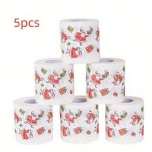 1 Piece Christmas Print Toilet Paper Roll - White Paper, Santa Claus Theme Decorative Home Decor, Holiday Gift For Restaurant Cafe - Multicolor - View 12