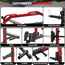 Smith Machine,Smith Machine Squat Rack With Pulley System, Dip Bar, LAT Pulldown,2200LBS Multi-Functional Power Cage For Home Gym With More Workout Equipment - Black&Red - 查看 7