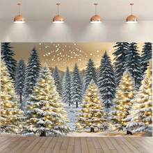 1pc Light Snow Christmas Tree Pattern Backdrop Cloth For Christmas, New Year Party, Holiday Gifts, Family Gathering, Wedding, Birthday, Anniversary, Bedroom, Living Room, Outdoor Decoration, Studio Props, Photography Backdrop