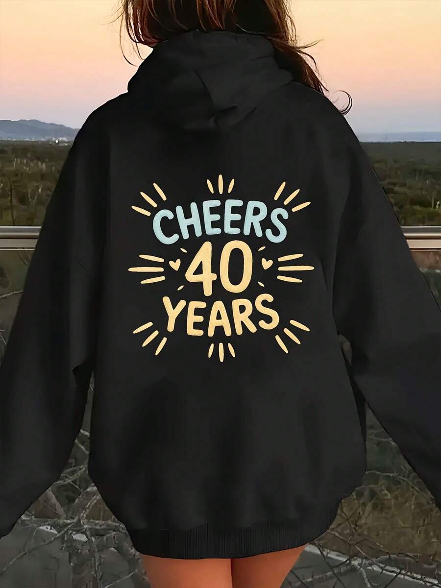 Teediy CHEERS 40 YEARS Women'S Casual Hoodies - Đen 10 - Xem 1