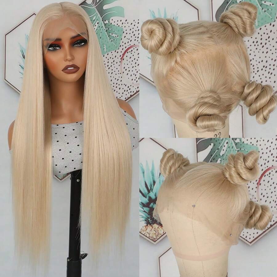 360 Full Lace Front Wig For Women Ginger Orange Long Straight Hair Wigs Pre Plucked Hairline Heat Resistant Fiber Soft Dark Orange Colored Wig Glueless Free Part HD Lace Natural Look Full Lace Synthetic Hair Replacement Wigs For Women & Men All Ethnicities, Party & Daily Wear 180% Density 30 Inch - 金色 - 查看 1
