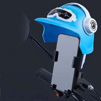 1 pieza Soporte de teléfono para bicicleta, soporte de teléfono para motocicleta, soporte de teléfono con casco de dibujos animados universal, adecuado para motocicletas, bicicletas, vehículos eléctricos, a prueba de sol, lluvia y golpes