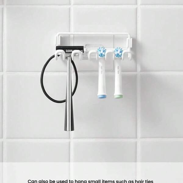 1pc No Drill Simple Wall Mounted Metal Electric Toothbrush Holder