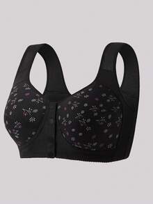 3pcs Front Closure Soft Cotton Camisole Bras For Middle-Aged & Elderly Women, Plus Size, Wireless, Skin-Friendly - Multicolor - View 4