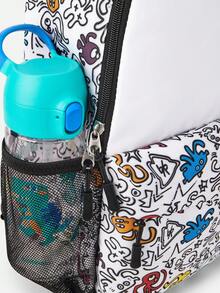 Balabala Kids Backpack Boys Girls Printed Lightweight Casual Daypack - White and Black - View 5