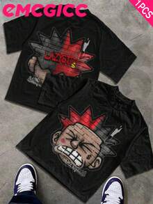 EMCGICC Street Life Men's Y2k Style (220 Pure Cotton T-Shirt) Retro Graphic Funny Printing,Hip Hop ,Men's Summer Tops Round Neck Short Sleeve Casual T-Shirt, Summer Street Sports Life Men's - màu đen - Xem 1