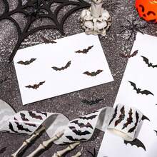 Halloween Bats Stickers Roll Laser Black Bats Shape Waterproof Decals 5 Designs Sparkly Self-Adhesive Stickers For Halloween Party Envelope Scrapbook Decor, 500Pcs - Black Bat Sticker - View 4