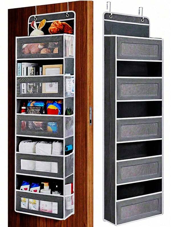 1 peça, saco de tecido de 5 camadas para pendurar na porta, saco de armazenamento multicamadas para pendurar, saco de tecido não tecido para pendurar atrás da porta, saco de armazenamento para pendurar no quarto de grande capacidade, saco de armazenamento para pendurar