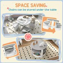 AIYAPLAY Kids Table And Chairs Set, Five-Piece Childrens Table And Chair Set With Storage, Children Activity Table For Ages 3-8 Years, Grey - Grey - View 4