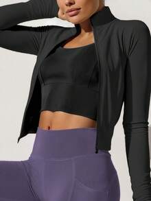 Soyun 女士秋冬三件套瑜伽服网眼侧袋修身高弹力运动休闲日常健身房 - 彩色 - 查看 7