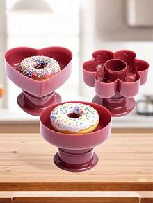 3pcs Large Round Heart Shaped Donut Baking Mold, Baking Tool Imprint Cookie Cutter Plastic Hollow Bread Mold, Multi-Purpose Donut Bread Baking Mold For Home