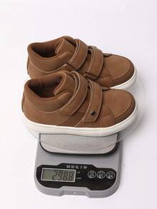 New Unisex Kids Soft Bottom Waterproof Anti-Slip Durable Baby Shoes With Dual Hook And Loop Straps, Outdoor Casual Sports Flat Shoes, Solid Color Student High-Top Running Shoes, Suitable For All Seasons