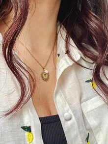 3/5/10pcs Stainless Steel Pendant, Sun-Shaped Heart Element, Suitable For DIY Handmade Jewelry And Accessories, Amulets, Key Chains, And Golden Jewelry - Heart Shape - View 2