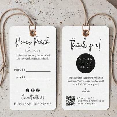 Custom Hang Tags, Editable Price Tags, Templates, Minimalist Product Labels, Business Boutique Labels, Clothing Hang Tags, Personalized Product Labels, Dedicated To Store Packaging Design, Wholesale And Custom Logos Available.