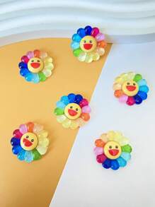10/20 件大号可爱向日葵饰品平背彩虹花树脂脸饰品散装创意装饰适用于 DIY 珠宝配饰、DIY 发饰和手机壳 DIY 材料、Blyth Ob11 娃娃配件 - 彩色 - 查看 5