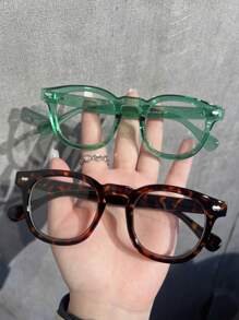 1 件/2 件/3 件/5 件女士迷你圆框超轻铆钉透明镜片抗疲劳时尚无度数眼镜，适合日常使用 - 电脑、电视、游戏、智能手机 - 黑色 - 查看 7