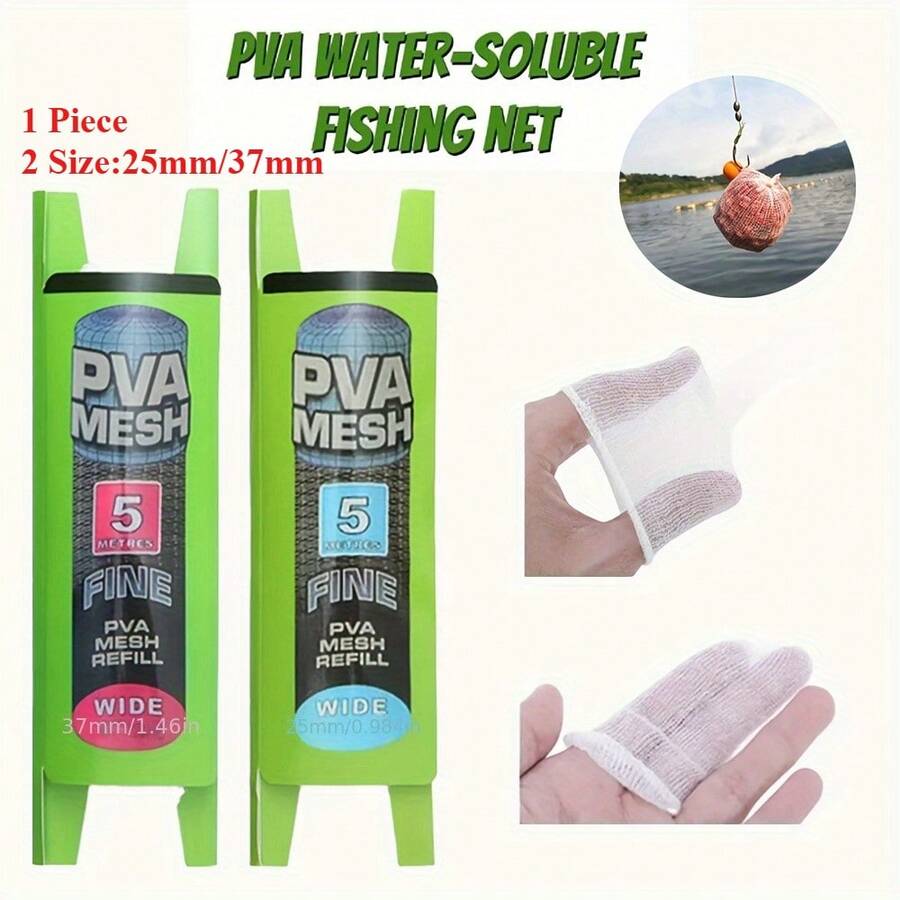 1pc 25mm/37mm Mesh Refill Bait Bags, Water Soluble Bait Wrap Bags, Carp Fishing Accessories (196.85inch)