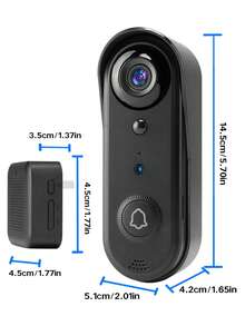 1080P Wireless Video Doorbell Camera, 2.4Ghz WiFi, HD Live Video, Two Way Audio, Night Vision, Human Detection, Free Cloud Storage And SD Card Storage,Instand Alert, Easy To Install, Weather Resistance, Outdoor/Indoor, Wireless Indoor Chime - màu đen - Xem 11
