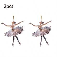 2pcs 2D Sparkling Dancer Christmas Decorations, 3.5-Inch Acrylic Dancer Dance Decorations, Dancer Christmaecorations, Tree Decorations Ballet Decorations