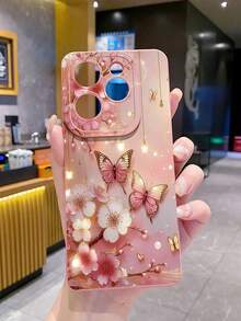 1 件蝴蝶花朵图案防震手机壳，适用于三星/Galaxy/Infinix/Redmi/OPPO/VIVO/Realme Android 型号 - 粉色 - 查看 8