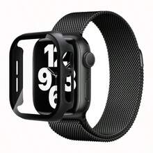 1Set Fashion Magnetic Stainless Steel Milanese Loop Strap & Case With Double Row Crystals, All-In-One Protective Cover Compatible With Apple Watch 38mm 40mm 41mm 45mm 44mm 42mm 46mm 49mm, Compatible With Apple Watch Ultra Series Ultra 9/8/7/6/5/4/3/2/1 & SE Series 10. Skin-Friendly, Breathable, Scratch-Resistant, Waterproof, Shockproof Replacement Watch Band For Women And Men.