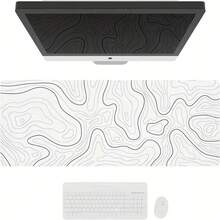 1pc Large Mouse Pad White Abstract Line Gaming Mouse Pad Available In 4size - White - View 4