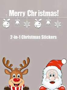 Merry Christmas Vehicle Stickers Waterproof Santa Claus And Reindeer Window Decorations Self-Adhesive PVC Christmas Decoration, Suitable For Glass Metal Ceramic Surface Anime Theme, Disposable Sticker Set - Multicolor - View 7